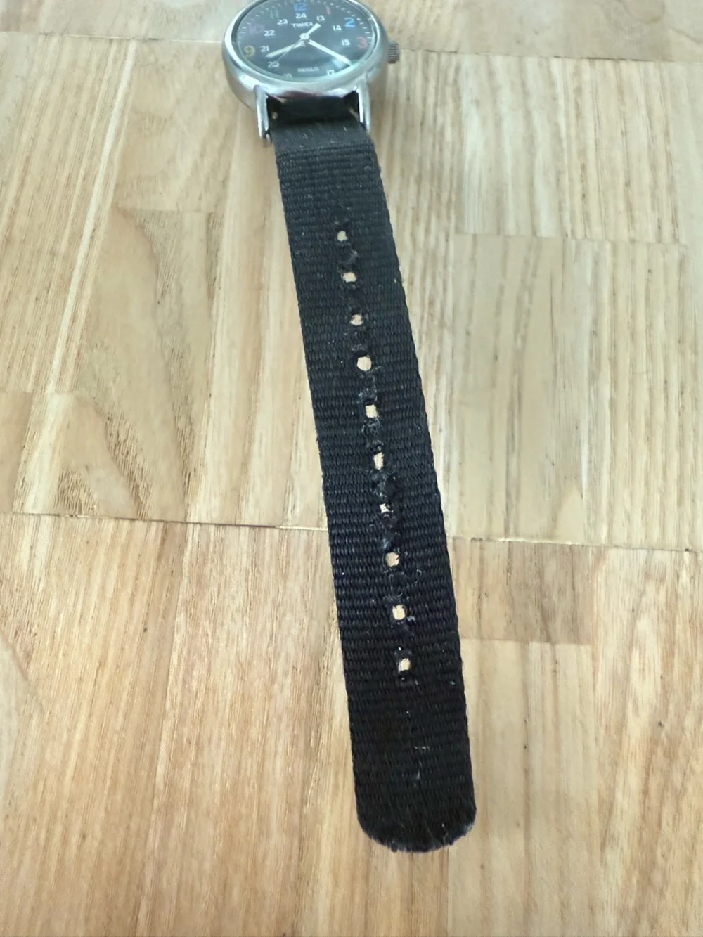 Timex ladies black dial rainbow numbers weekender watch NEW BATTERY